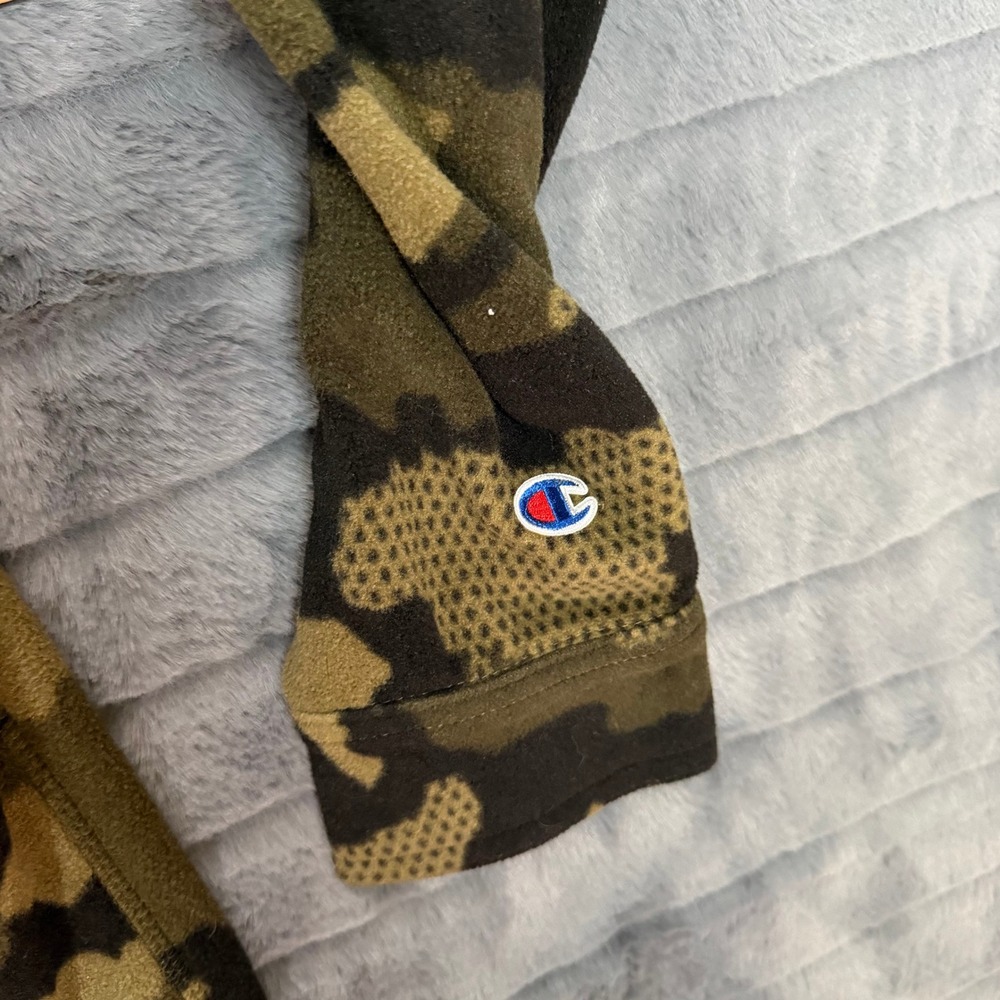 Champion Fleece Shirt Jacket Mens Medium Green Camo Snap Honeycomb V7472P - Picture 4 of 10